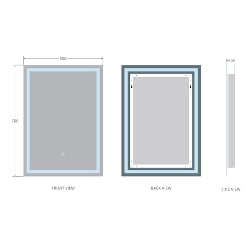 Artis® 700 x 500mm Bathroom Mirror with LED Lights Wall Mounted Illuminated Light Vanity Mirrors for Bathrooms, Battery Operated, Switch - Image 6