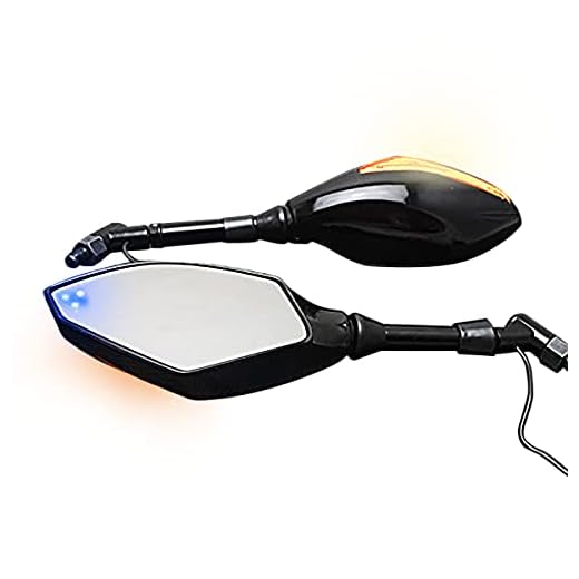 OKSTNO Universal Motorcycle Indicator 10mm 8mm Rear View Side Mirrors Integrated LED Turn Signals Fit for Street Bikes Cruiser Scooters