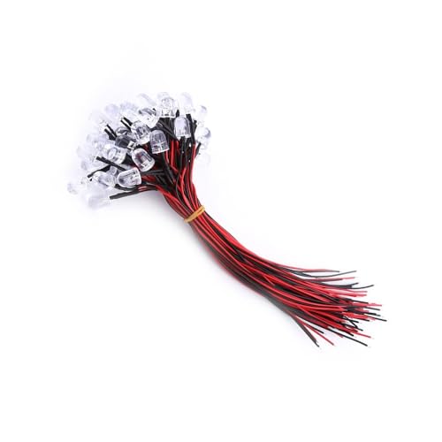 Diodes LED pré-câblées 10mm rouge 5-12V DC avec fils de 20cm pour projets électroniques et bricolage