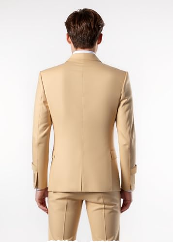 Drolia Formal Men's Suits Regular Fit 2 Piece Prom Tuxedos Notch Lapel Jacket+Trousers for Wedding Grooms3