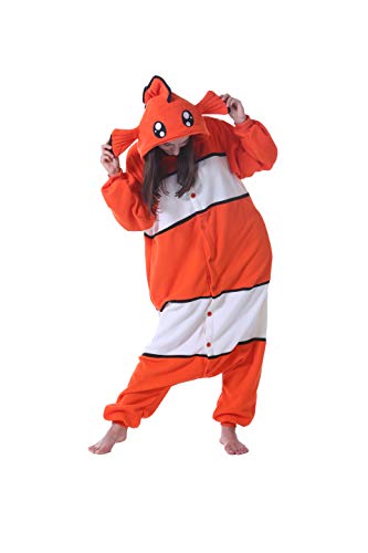 DarkCom Unisexe Adulte Cosplay Poisson Clown Animal Onesie Kigurumi Costume Une pièce Pyjama vêtements de Nuit Combinaison M