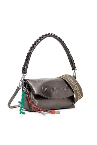 Desigual Schultertasche Umhängetasche Half Logo Trokel Shoulder Bag Brushed Silver bronze