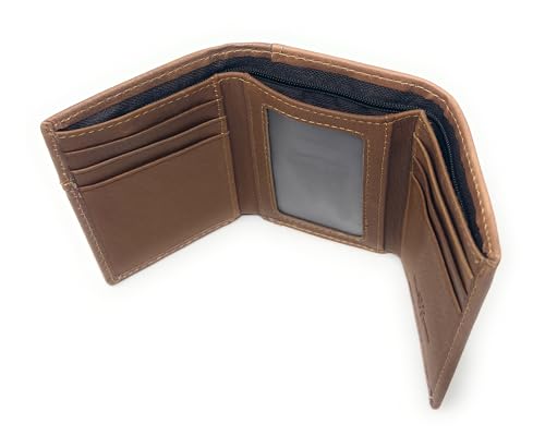 Western Basketweave Genuine Leather Cowboy Cow Fur Men's Short Trifold Wallet in 2 colors (Pray Cowboy Brown)3