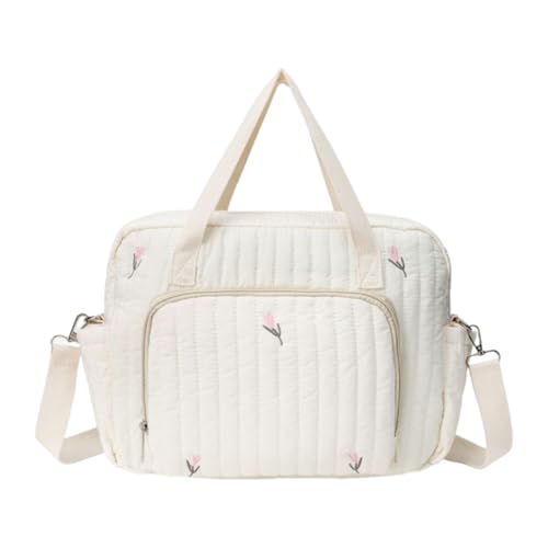 Quilted Travel Duffle Bag for Women Floral Quilted Overnight Bag with Adjustable Strap Cotton Gym Bag Carry On Tote for Travel Business Trips Sport