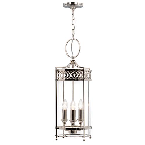 Image of 3 Bulb Ceiling Pendant Light Fitting - Highly Polished Nickel Finish - LED E14 60W Bulb
