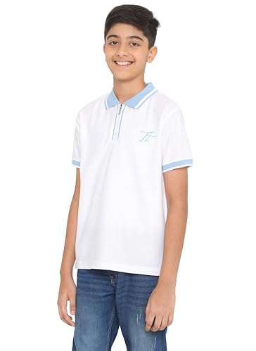 Image of TotzTouch Boys Premium Polo Collar Tshirt Combo with Zipper Closure Color White & Black Age 6 Years to 15 Years