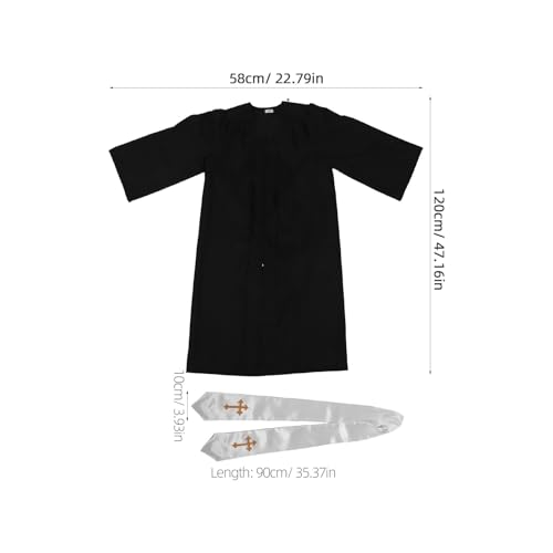 Robe de clergé avec étole brodée d'une Croix taille M noire