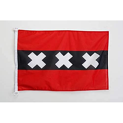 Image of Amsterdam Flag 2' x 3' for outdoor - Netherland flags 90 x 60 cm - Banner 2x3 ft Knitted Polyester with rings - AZ FLAG