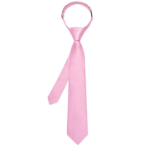Image of Hi-Tie Pretied Boys Ties Solid Color Kids Adjustable Necktie Lapel Pin Clip Set Age 8-12 Wedding School Graduation