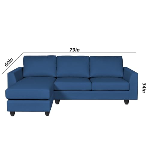 Image of BRAXTON Damian LHS 4 Seater L Shape Sofa Set for Living Room (Blue Sofa Fabric) Premium Fabric Sofa
