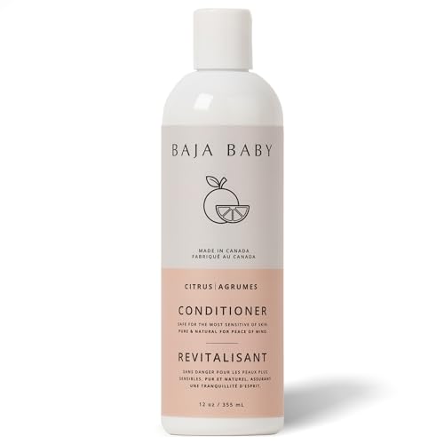 Image of Baja Baby Citrus Conditioner - Organic, Gluten-Free, Vegan, EWG VERIFIED™ - Ideal for Sensitive Skin - All Natural, Tear-Free, Hypoallergenic and Paraben-Free with Pleasant Scent - 12 oz Bottle
