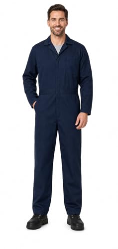 Mens Work Coveralls Utility Jumpsuit Long Sleeve Zip Front One-Piece