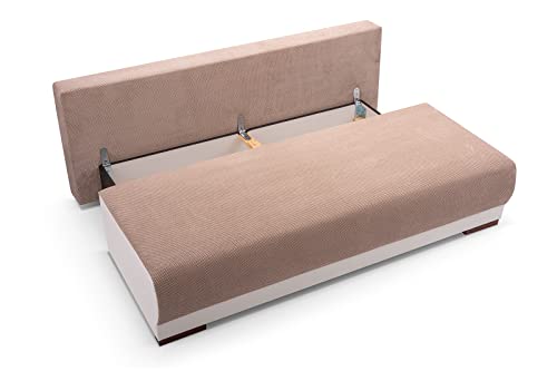 mb-moebel Couch mit Schlaffunktion und Bettkasten Sofa Schlafsofa Wohnzimmercouch Bettsofa Ausziehbar Nisa (Grau) – Bild 7