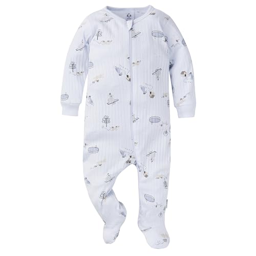 Image of Gerber baby-girls Baby Unisex 2-pack 2-way Zip Textured Sleep 'N Play