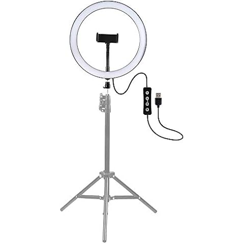 Smartrich Dimmable LED Ring Light with Tripod Stand Selfie Desk, 10.2/11.8 Inch 3 Modes Dimmable LED Ring Lights Makeup, Selfie, Live Streaming, YouTube Video Recording Cover