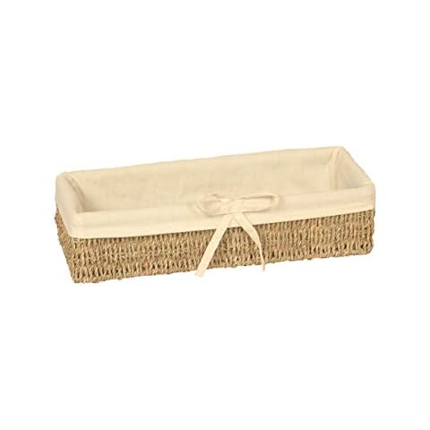 Home-ever Narrow Rectangle Seagrass Basket lined Cover