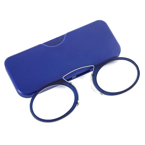 Gafas de Lectura Graduadas para Hombre y Mujer, Diseño Sin Patillas Con Nariz de Clip, Compactas para Vista Cansada Con Estuche (Azul)