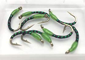 Green HEAD Holographic Buzzers for Fly Fishing EPOXY BUZZERS sizes 10 EIGHT flies Pack#33