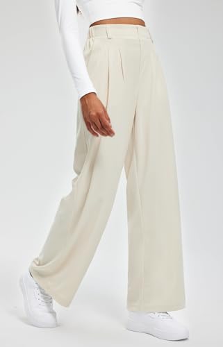 Libin Women's Casual Wide Leg Lounge Pants 27/29" High Waisted Flowy Slacks Work Dress Palazzo Pants Yoga Trousers3