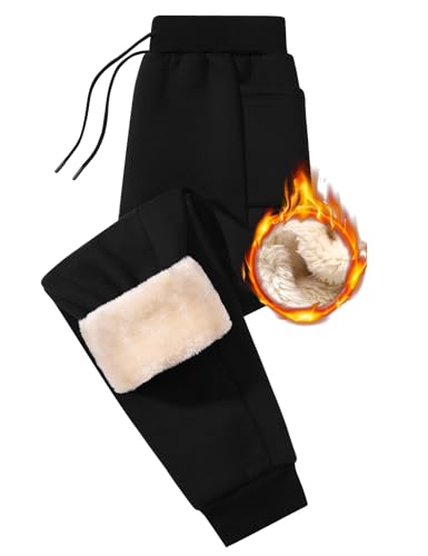 PASUDA Pantalon Chandal Hombre Invierno Pantalón Jogger de Forro Polar Hombre Sherpa Termico Casual Pantalones Jogging Cintura Elástica Pantalon Deporte Largos con Cordón y Bolsillos (Negro, XL)