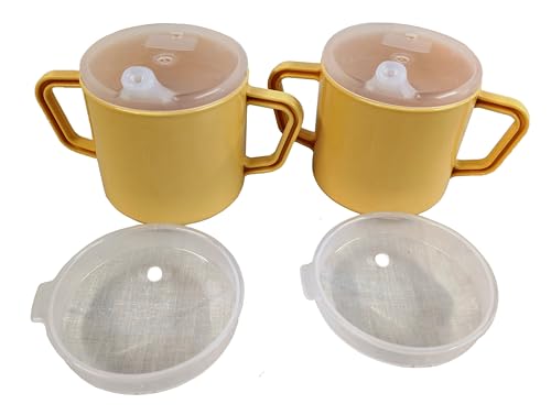 Lizzyoftheflowers Adult Sippy Cup 2 Pack - 250ml, Non Spill, 2 Handled