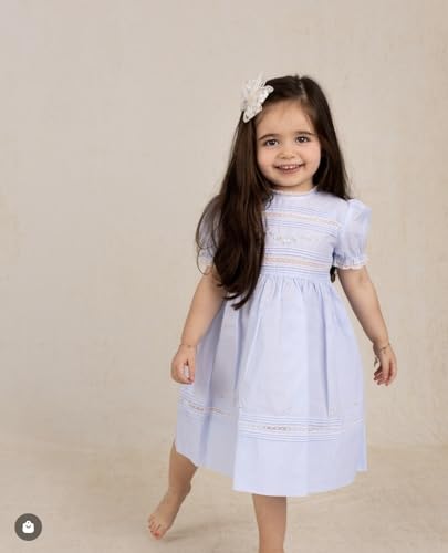 Feltman Brothers Girls Blue Bullions Dress with Lace Trim 3T4