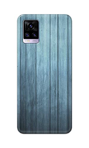 Image of Printed Hard Back Cover Case for Vivo V20 | Vivo V20 2021 Back Cover (Wooden Blue) -1302
