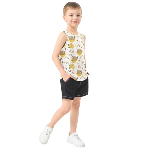 Boys' Tank Top Shirt Sloth Lemon Rainbow Pattern Sleeveless T-Shirts4