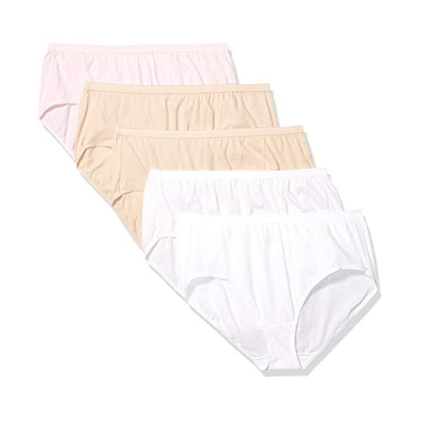 Just My Size Women's Cotton Brief Panty 5-Pack, Neutral Pink Assortment, 10