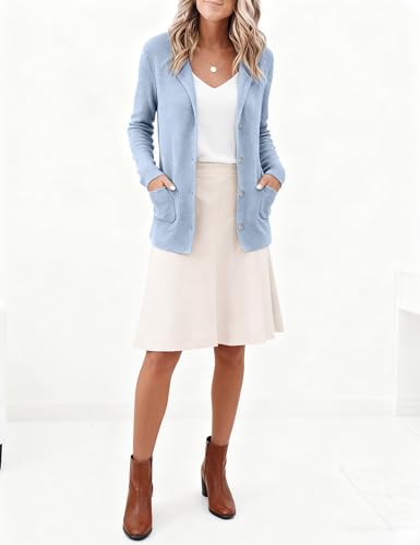 Image of IDEALSANXUN Womens Knit Blazer Casual Lightweight Spring Fall Sweater Jackets Cardigan Coat