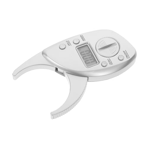 Yardwe Pinza Medidora de Grasa Corporal LCD Calibrador Portátil y Preciso para Análisis de Pliegues Cutáneos Clip de Duradero Color Plata