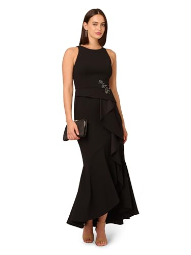 Adrianna Papell Women's Beaded Crepe Halter Gown4