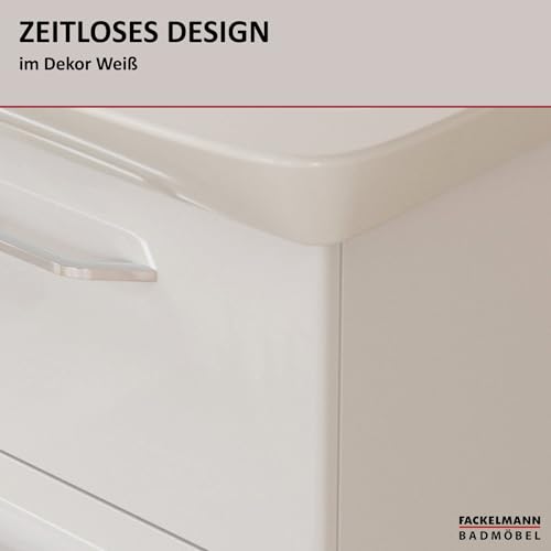FACKELMANN Waschtisch-Unterschrank Milano/Badschrank mit Soft-Close-System/Maße (B x H x T): ca. 100 x 49,5 x 48 cm/Waschbeckenunterschrank mit 2 Schubladen/Korpus: Weiß/Front: Weiß