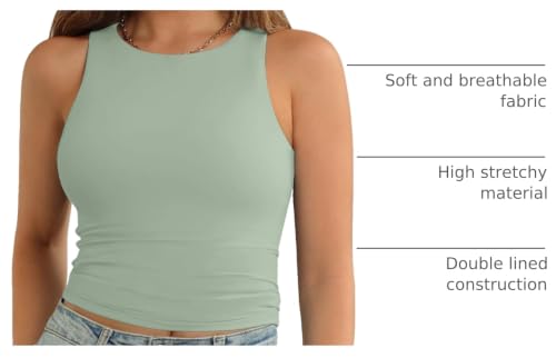 Image of ATHMILE Womens Double Lined Crop Tank Tops Casual Basic Shirts Sleeveless Workout Tops Cute Summer Clothes Teen Girls