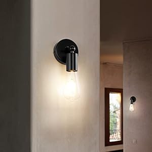 MantoLite Zwart Wandlamp, E27 Edison-lampen Wandkandelaar Verstelbare Lamphouder,Industriële Leeslamp Wandlampen Voor…