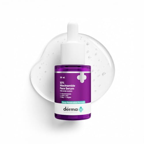 The Derma Co 10% Niacinamide Face Serum with Zinc PCA Deep Penetration Formula For Acne Marks Dark Spots & Acne-Prone Skin Controls Excess Oil Minimizes Pores Glowing & Evens Skin Tone 30ml