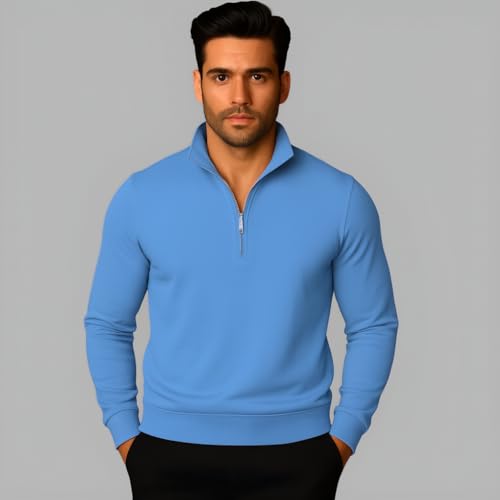 Image of Mack Jonney Men's Fleece Half-Zip High Neck Sweatshirt | Warm & Stylish Winter Wear -M4380