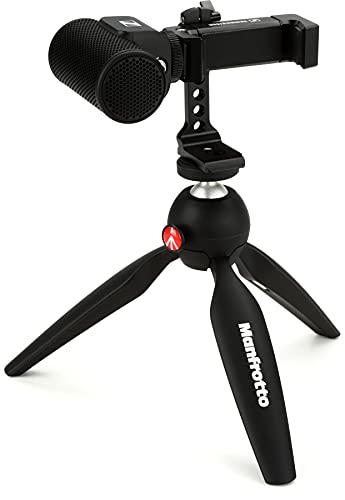 Sennheiser Pro Audio Sennheiser Professional MKE 200 + kit móvel, microfone direcional na câmera com braçadeira para smartphone e mini tripé Manfrotto PIXI, 509256, preto