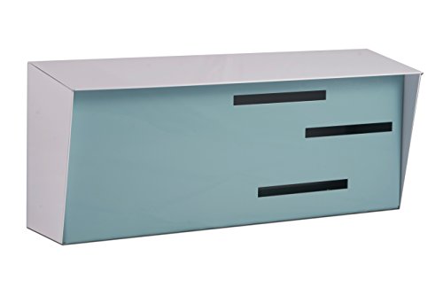 Mid Century Modern Wall Mounted Mailbox - Vintage & Retro Design, Contemporary Style (White/Robin Egg) -  Modern Mailbox, mmttwre