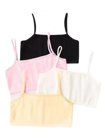 Girls Beginners Sports Bra/Crop top/Inner Slip - Black, White, Skin,Pink (Pack of 4) (A, 28) (A, 34)-image-18