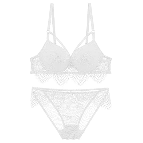 Conjunto de lencería Sexy Conjunto de Sujetador y Bragas Push Up Lencería Sexy Triángulo Ajuste de Encaje Copa Acolchada Floral Conjunto de lencería con Aros para Mujer Bralette Ropa de Dormir