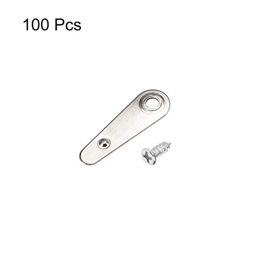 Image of uxcell Frame Turn Button, 7 /8 inch Metal Indicator Shape with Screws for Hanging Pictures, Photos, Drawings and Posters, 100 Pcs (Silver Tone)
