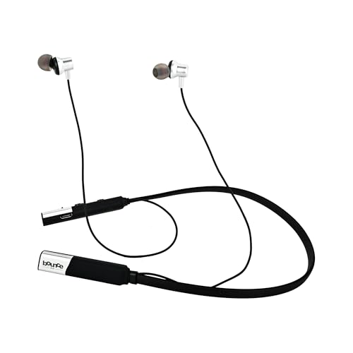 Bouncefit Sonic 225 Bluetooth Wireless Neckband, 60H Continuous Playback Battery, Deep Bass, Stereo Sound, HD Calls, Type C Fast Charging, Rich Audio, Earbuds with Mic Earphones (Silver)