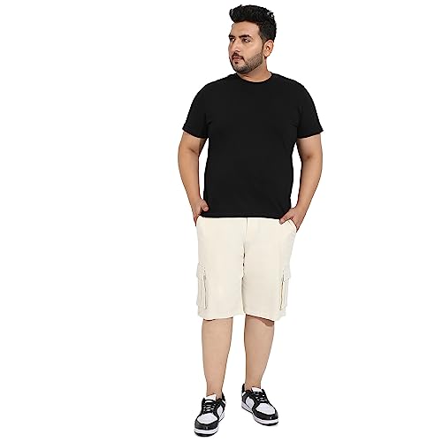 Image of Instafab Plus Men's Cargo Shorts for Casual Wear | 6 Pockets | Plus Size Fit | Button Closure | Cotton Poly Cargo Shorts Crafted with Comfort Fit for Everyday Wear