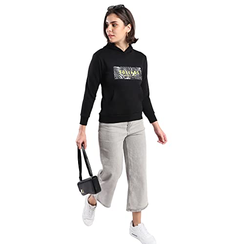Image of PINACOLADA Women's Cotton Solid Printed Sweatshirt with Hoodie, Regular Fit for Casual Wear Full Sleeve Sweatshirt Crafted with Comfort Fit and High-Performance for Everyday Wear