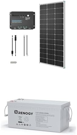 Bundle of Renogy 100W 12V Solar Panel Starter Kit+ Renogy 12 Volt 200Ah AGM Battery