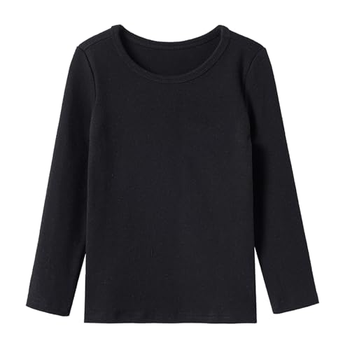 Image of Niyage Toddler Soft Thick Crewneck Tee Tops Girls Comfort Basic Long Sleeve T-Shirt