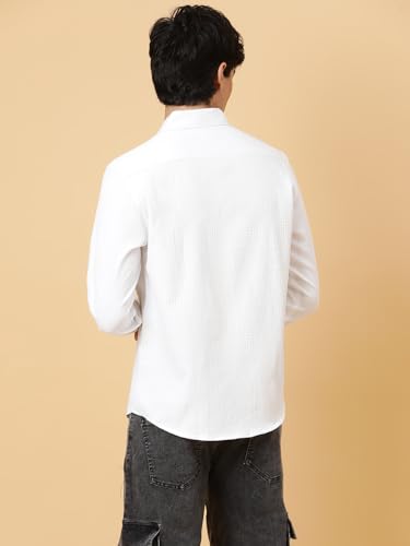 Image of KOTTY Men's Textured Casual Shirt - Long Sleeve||Button-Down Collar||Classic Fit