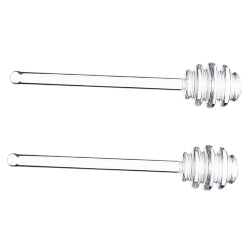 OSOLADY 2個 実心プラスチック製ハニースターラー 蜂蜜シロップ対応溝付きコーヒーかき混ぜ棒 ジャムや用食品 素材 再利用可能