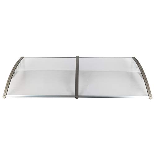 Outvita Window Awning Door Canopy 77\"x35.4\", Polycarbonate Cover Front Door Outdoor Patio Awning Canopy UV Rain Snow Sunlight Protection Hollow Sheet, Clear Board & Grey Bracket - Thumbnail 4